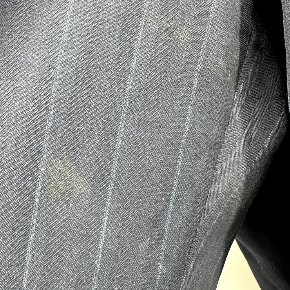 Canali Fine Pinstripe Suit Set Pure Wool Notch Lapel Dress Pants Navy Blue 54R